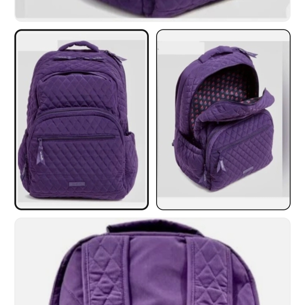 Vera Bradley Essential Large Backpack in Rich Purple - Picture 2 of 8